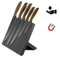 PBKSBB5W set kuhinjskih noževa, 5 komada, magnetsko postolje, crno-smeđe boje