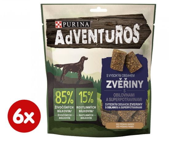 Adventuros Adventuros poslastice za pse, s umakom od divljači i brusnice, 6x 90 g