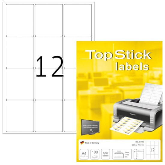 Herma Top Stick 8726 naljepnice, 63,5 x 72 mm, bijele, 100/1