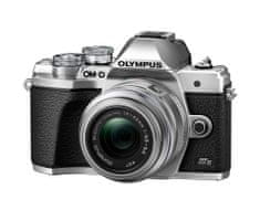 Olympus kompaktni digitalni fotoaparat E-M10 III S 1442II R Kit Silver, srebrni