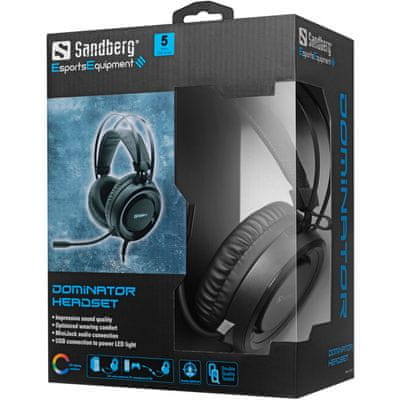 Sandberg Dominator slušalice profesionalne žičane gaming slušalice mikrofon za PC igre