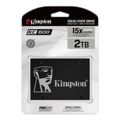 Kingston KC600 SSD disk, 2 TB, 550/520 MB/s, SATA 3.0, 3D TLC (SKC600/2048G)