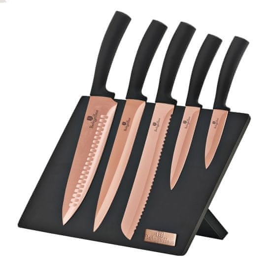 Berlingerhaus set noževa s magnetnim postoljem Rosegold Metallic Line, 6 komada