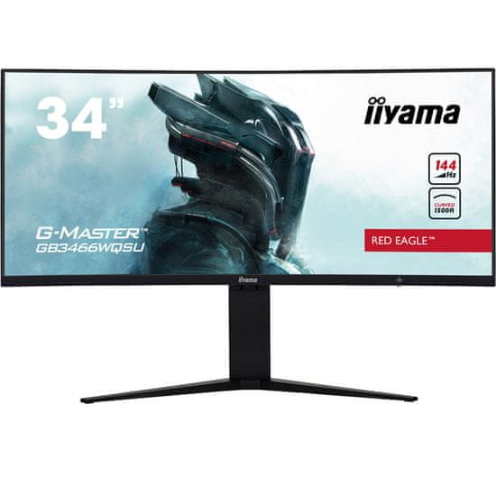 iiyama G-Master Red Eagle GB3466WQSU-B1 monitor, 86.5 cm, VA, UWQHD, zakrivljen