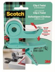 3M Scotch C19 Clip&Twist stalak za ljepljivu traku, tirkizan + Magic ljepljiva traka, 19 mm x 8,89 m