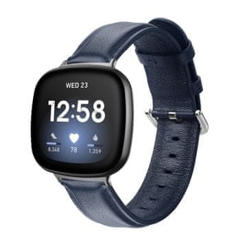 BStrap Leather Lux remen za Fitbit Versa 3, zavy blue