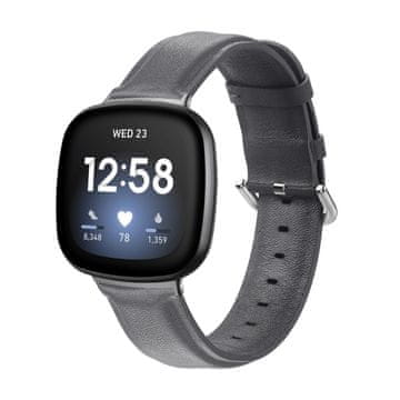 BStrap Leather Lux remen za Fitbit Versa 3, dark gray