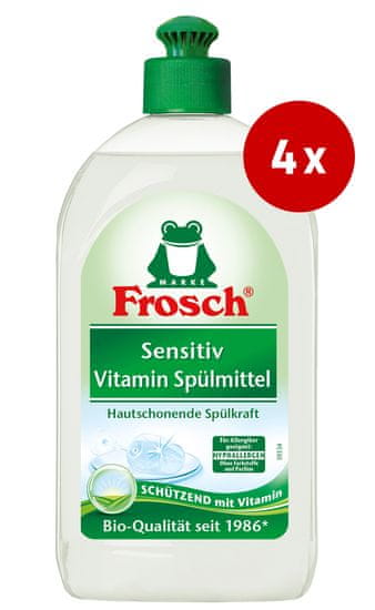 Frosch gel za pranje posuđa, Sensitiv Vitamin, 4 x 500 ml