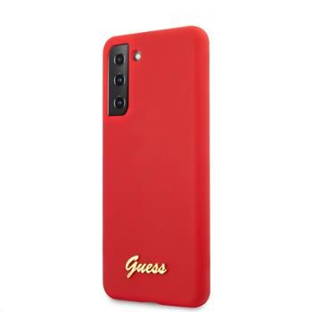 Guess Silicone Metal Logo Script zaštitna maskica za Samsung Galaxy S21, silikonski, crvena