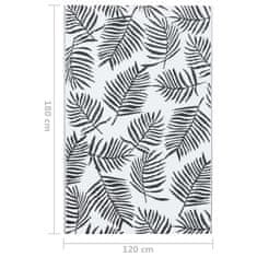 Vidaxl Vanjski tepih, bijela i crna, 120x180 cm, PP