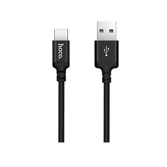 Hoco podatkovni kabel Tip C do USB-a, 2 m, 3A, crni, pleteni