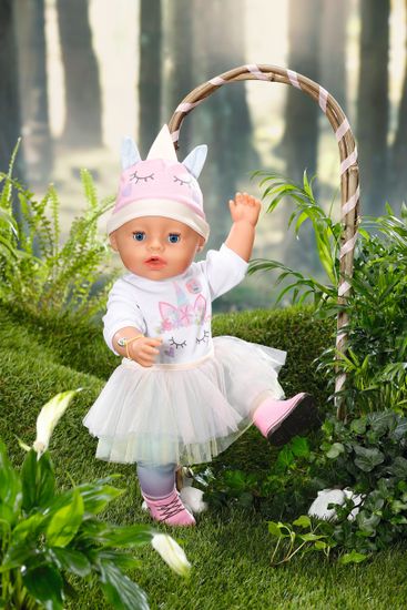 BABY born s čarobnom dudom, lutka u odjeći sa jednorogom, 43 cm