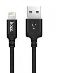 Hoco podatkovni kabel X14 Lightning na USB, 1 m, 3A, crni, pleteni