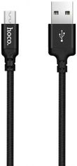 Hoco podatkovni kabel X14 Micro USB, 2 m, 3A, crni, pleteni