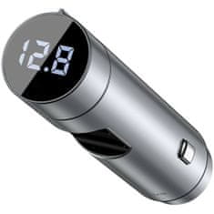 BASEUS Energy autopunjač i FM odašiljač, 2x USB Type-A, srebrn