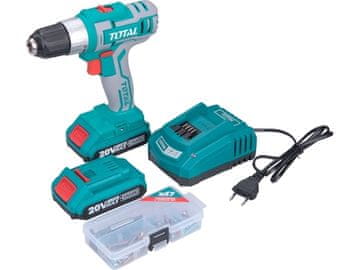 Total Aku odvijač TDLI2002E bežična bušilica/odvijač, 20V Li-ion (2x), 2000mAh, u torbici, set od 47 dijelova