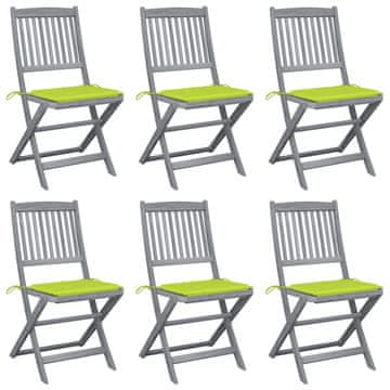 Vidaxl Sklopive vrtne stolice s jastucima 6 kom masivno bagremovo drvo