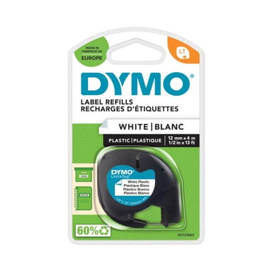 Dymo traka za printanje LetraTag, širina 12mm, bijela-plastificirana, 91201