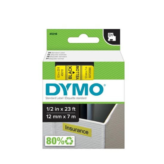 Dymo traka D1 12mm/7m, žuta (450180)