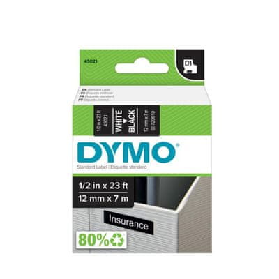  Dymo D1 traka, 12 mm x 7 m, bijela / crna 