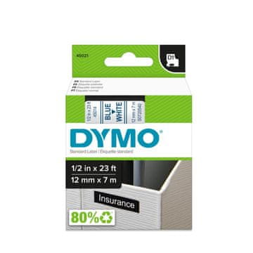 Dymo D1 traka, 12 mm x 7 m, bijela / plava