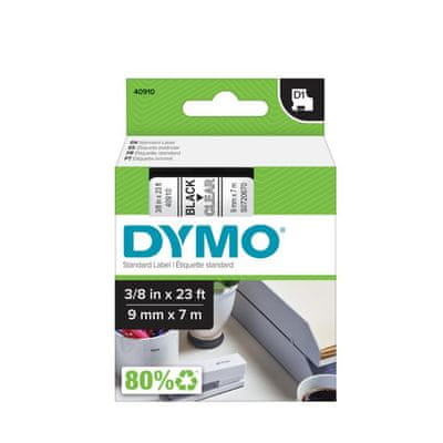   Dymo D1 traka, 9 mm x 7m, crna / prozirna 