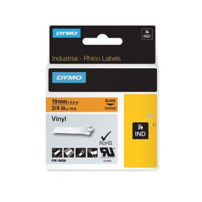   Dymo Rhino 18436 traka, 19 mm x 5,5m, crno/ narančasta, vinil 