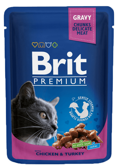 Brit Premium mokra hrana za mačke, piletina i puretina, 100 g, 24 kom