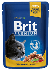 Brit vrečke Premium Cat, losos i postrva u umaku, 24 x 100g