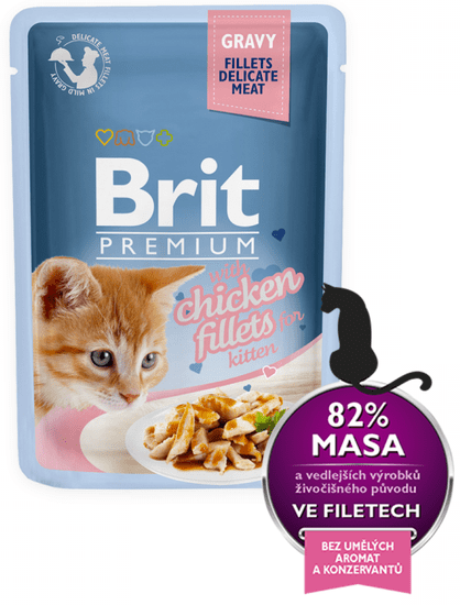 Brit Premium Cat Delicate Fillets in Gravy with Chicken for Kitten 24 X 85 g