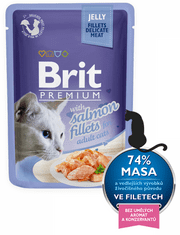 Brit mačja hrana Premium Cat Delicate Fillets i Jelly with Salmon 24 x 85 g