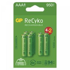 GP ReCyko punjive baterije, 1000 mAh, HR03, AAA, 4+2 kom