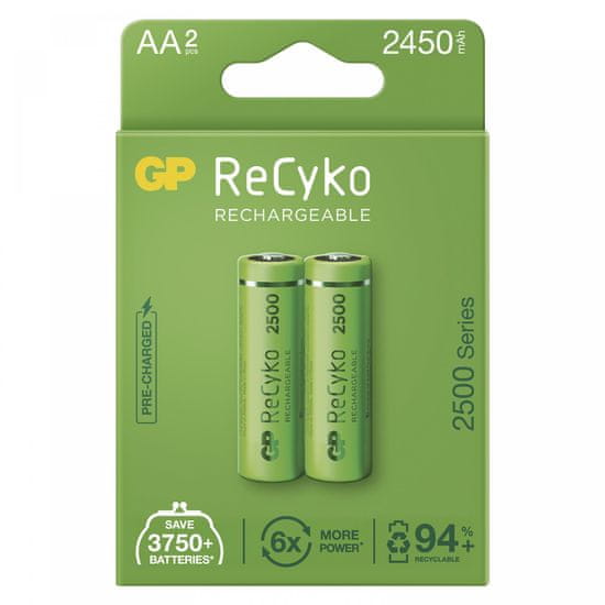 GP ReCyko punjive baterije, 2500 mAh, HR6, AA, 2 kom