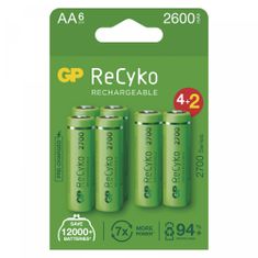 GP ReCyko punjive baterije, 2700mAh, HR6, AA, 6 kom