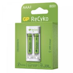GP Punjač baterija Eco E211 + punjive baterije ReCyko 800, 2 x AAA