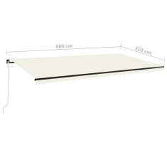 Vidaxl Tenda na ručno uvlačenje s LED svjetlima 600x350 cm krem
