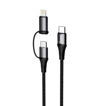 DUDAO L20 kabel USB-C / USB-C PD 60W + Lightning 18W QC 3.0 1m, siva