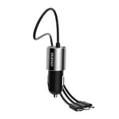 DUDAO R5Pro auto punjač + kabel Lightning / USB-C / Micro USB 3.4A, crno
