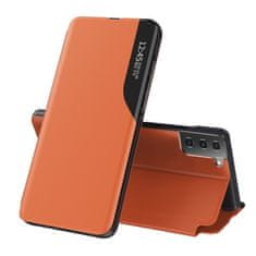 MG Eco Leather View preklopna maska za Samsung Galaxy S21 Plus 5G, naranča