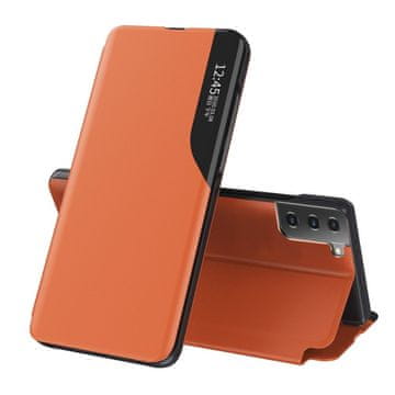 MG Eco Leather View preklopna maska za Samsung Galaxy S21 Plus 5G, naranča
