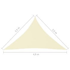 Vidaxl Vrtno jedro, Oxford tkanina, trokutasto, 3,5x3,5x4,9 m, krem