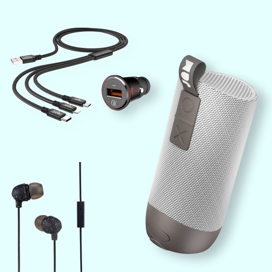 Colby ljetni set 4u1 Jam Audio Bluetooth zvučnik, 3u1 kabel, automobilski punjač i slušalice