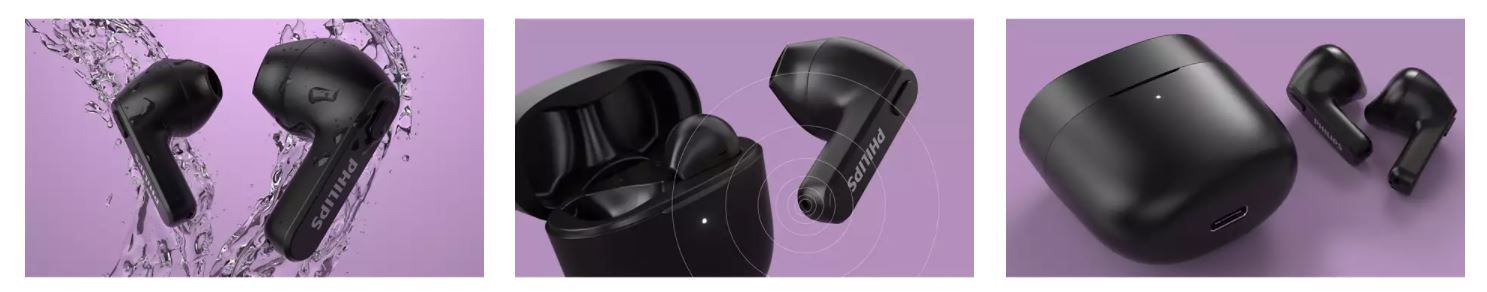  Moderne Bluetooth slušalice Philips TAT2236 Podržava glasovne pomoćnike Vodootporna kutija za punjenje Dugotrajni pretvarač u uhu Hands-free kontrola dodira Značajke Moderan dizajn 
