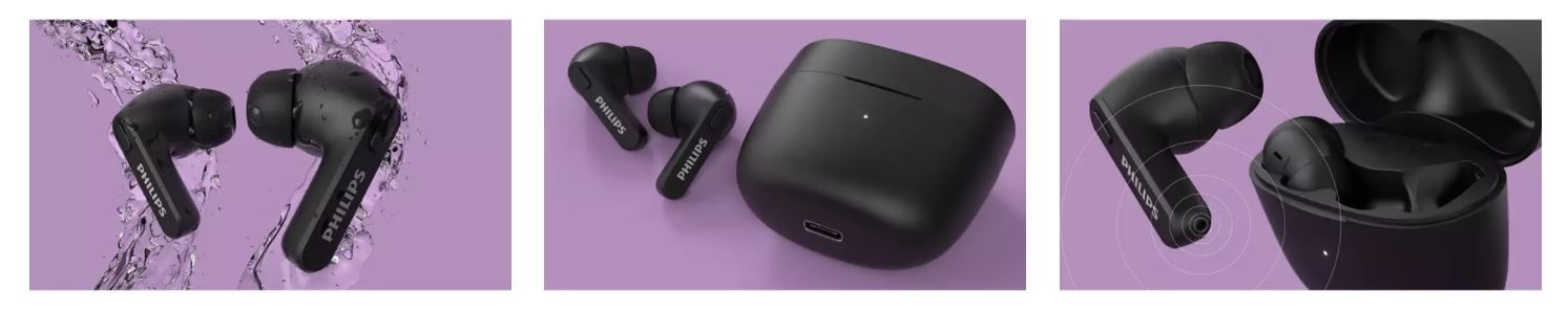  Moderne Bluetooth slušalice Philips TAT2206 Podržava glasovne pomoćnike Vodootporna kutija za punjenje Dugotrajni pretvarač u uhu Hands-free kontrola dodira Značajke Moderan dizajn 