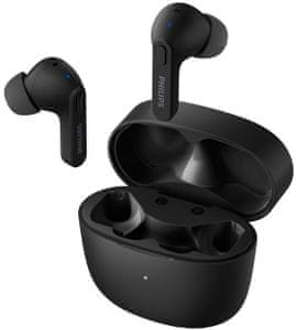 Moderne Bluetooth slušalice Philips TAT2206 Podržava glasovne pomoćnike Vodootporna kutija za punjenje Dugotrajni pretvarač u uhu Hands-free kontrola dodira Značajke Moderan dizajn