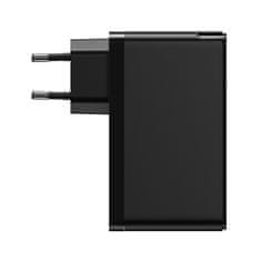 BASEUS GaN Mini USB adapter za brzo punjenje + 2x Type-C 120W EU + Xiaobai Type-C / Type-C 100W 1m CCGAN-J01 kabel, crni
