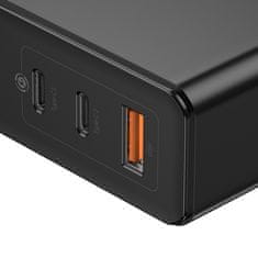 BASEUS GaN Mini USB adapter za brzo punjenje + 2x Type-C 120W EU + Xiaobai Type-C / Type-C 100W 1m CCGAN-J01 kabel, crni