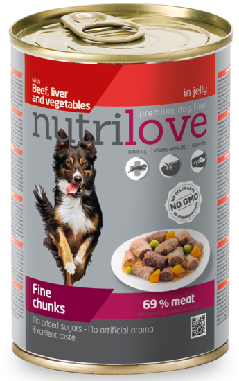 Nutrilove mokra pseća hrana, goveđa jetra 12 x 415g