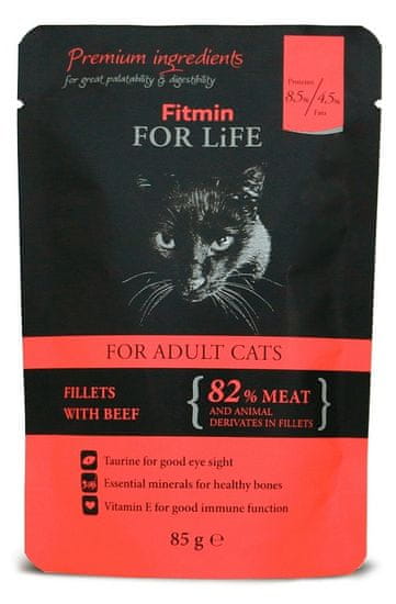 Fitmin mačja hrana u vrećici Cat pouch adult beef, 28x85 g