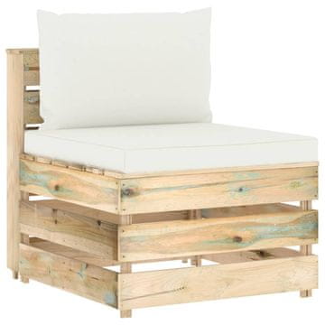 Vidaxl Modularna srednja sofa s jastucima od zeleno impregniranog drva
